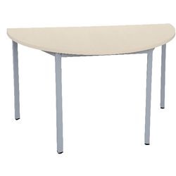 Niceday Semicircular Meeting Room Table with Maple Coloured MFC & Aluminium Top and Black Frame 1400 x 700 x 750 mm