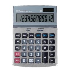 Office Depot Desktop Calculator AT-814 12 Digit Display Silver