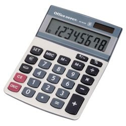 Office Depot Desktop Calculator AT-812E 8 Digit Display Grey