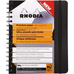 Rhodia Notebook 119237C A5 Ruled Spiral Bound PP (Polypropylene) Soft Cover Black Perforated 180 Pages 90 Sheets