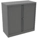 Bisley Tambour Cupboard Lockable with 1 Shelf Steel Essentials 1000 x 470 x 1000mm Black