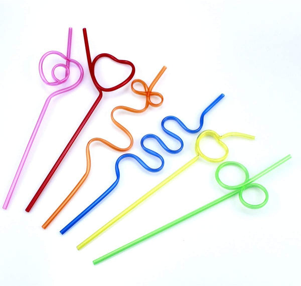 12 Pcs Curly Drinking Straws. Reusable Plastic Straws