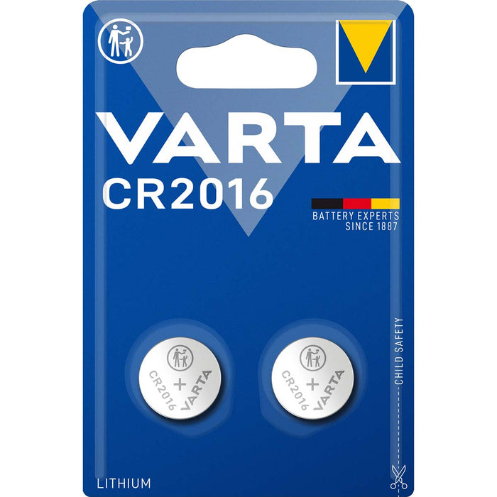 Varta Lithium Button Cell Battery CR2016 - 3 V DC, 87 mAh, 2-Blister, 2-Blister - Silver