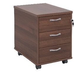 Dams International Pedestal with 3 Lockable Drawers MFC 426 x 600 x 567mm Walnut