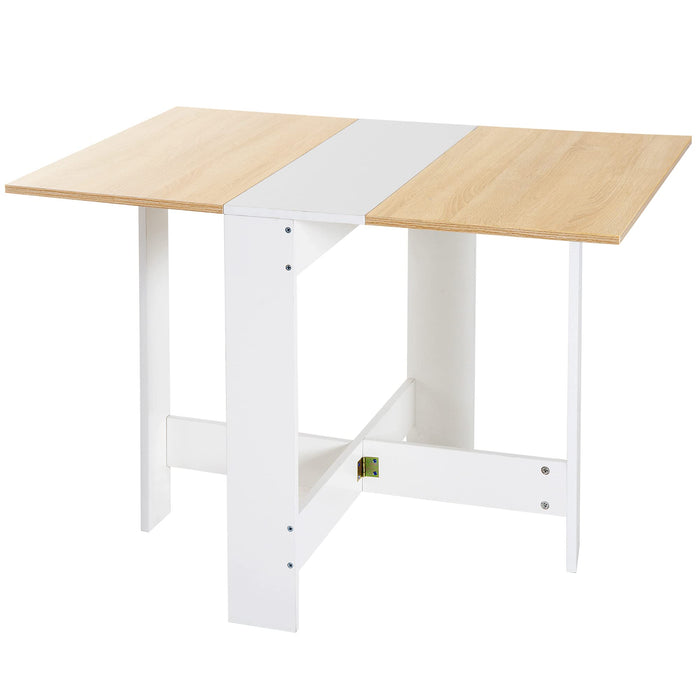 HOMCOM Folding Dining Table Oak and White 1,030 x 760 x 735 mm