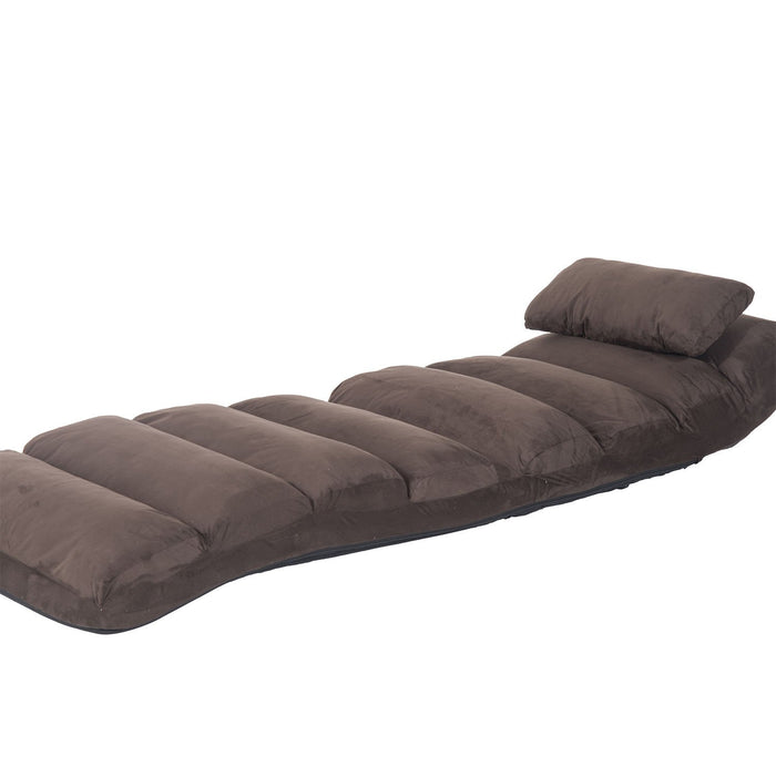 HOMCOM Folding Floor Sofa Bed Adjustable Lounger Sleeper Futon Mattress Chair W/Pillow Brown