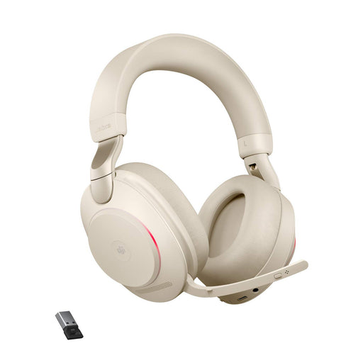 Jabra Evolve2 85 MS Stereo - Headset - full size - Bluetooth - wireless, wired - active noise cancelling - 3.5 mm jack - noise isolating - beige - Certified for Microsoft Teams