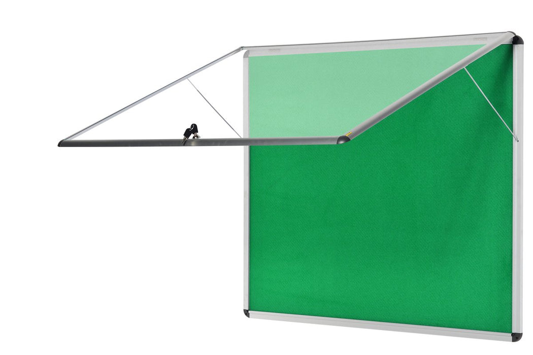 Bi-Office Enclore Fire Retardant Lockable Notice Board Non Magnetic 8 x A4 Wall Mounted 92.4 (W) x 65.3 (H) cm Green