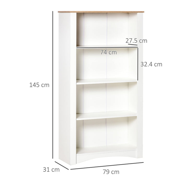 HOMCOM 4-Tier Bookcase Multi-Purpose White 790 x 310 x 1,450 mm