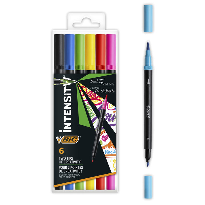 BIC Intensity Dual Tip Pens 0.7 mm, 0,9 mm Multicolour Pack of 6