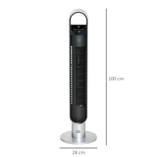 HOMCOM Tower Fan Non Height Adjustable 60 W ABS (Acrylonitrile Butadiene Styrene) Silver 28 x 28 x 100 cm