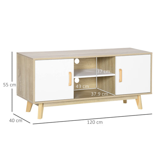 HOMCOM TV Stand Particle Board, Pine Wood Natural wood finish 120 x 40 x 55 cm