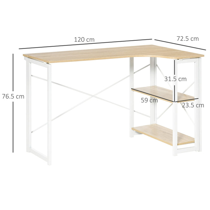 HOMCOM L Shaped Desk Brown 725 x 765 mm