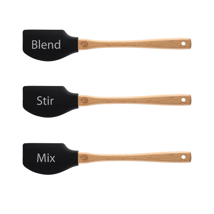 MasterChef Spatula Set Silicone, Wood Black, Light Brown, White 25 cm