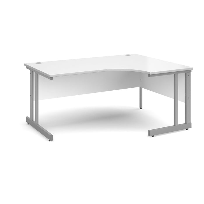 Corner Right Hand Design Ergonomic Desk with White MFC Top and Silver Frame Adjustable Legs Momento 1600 x 1200 x 725 mm