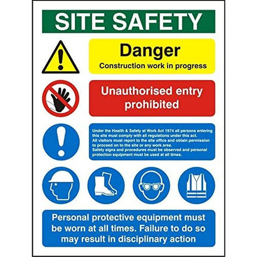 Site Sign Construction Site Safety PVC Assorted 80 x 60 cm