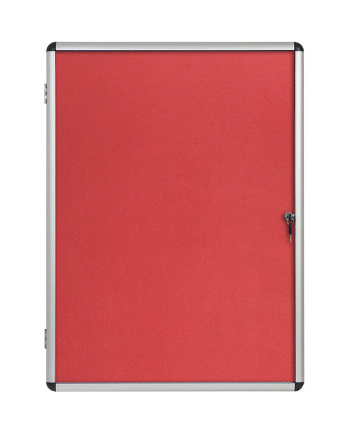 Bi-Office Enclore Indoor Lockable Notice Board Non Magnetic 12 x A4 Wall Mounted 94 (W) x 98.1 (H) cm Red