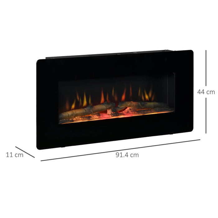 HOMCOM Electric Fireplace Metal, Tempered Glass UK