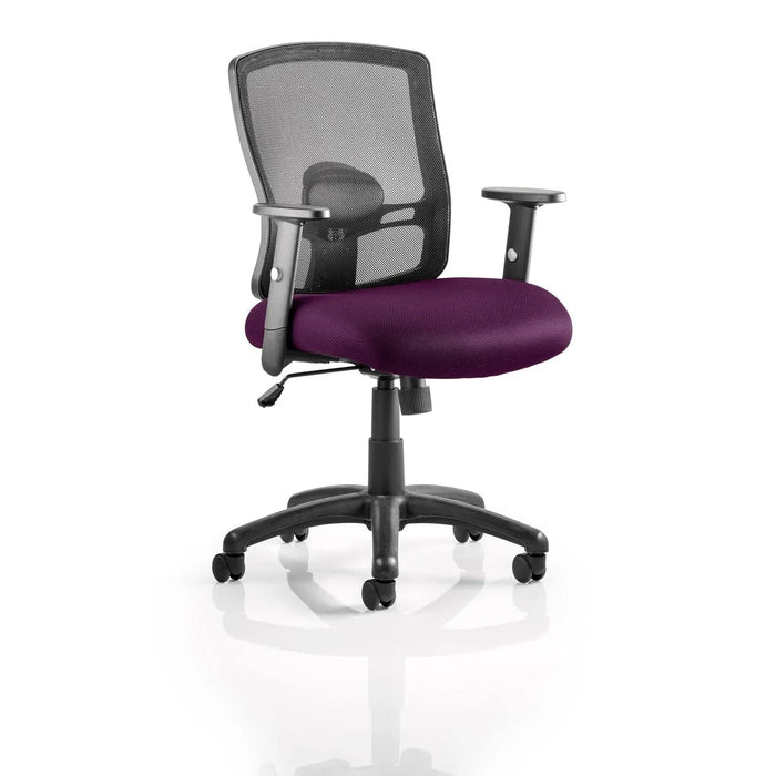 Dynamic Basic Tilt Task Operator Chair Height Adjustable Arms Portland Black Back, Tansy Purple Seat Without Headrest Medium Back