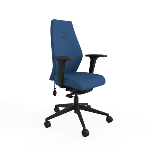 Ergonomic Home Office Chair Fully Upholstered Tri-Curved Posture Backrest Blue 2D Arms 1050 x 490 x 480-570 mm