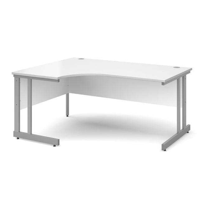 Corner Left Hand Design Ergonomic Desk with White MFC Top and Silver Frame Adjustable Legs Momento 1600 x 1200 x 725 mm