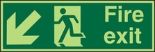 Fire Exit Sign Down Left Arrow Plastic 20 x 60 cm