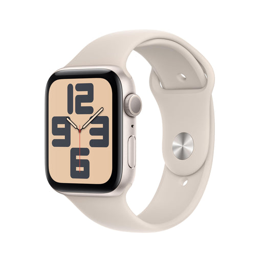 Apple Watch SE (GPS) - 2nd generation - 44 mm - starlight aluminium - smart watch with sport band - fluoroelastomer - starlight - band size: M/L - 32 GB - Wi-Fi 4, Bluetooth - 32.9 g