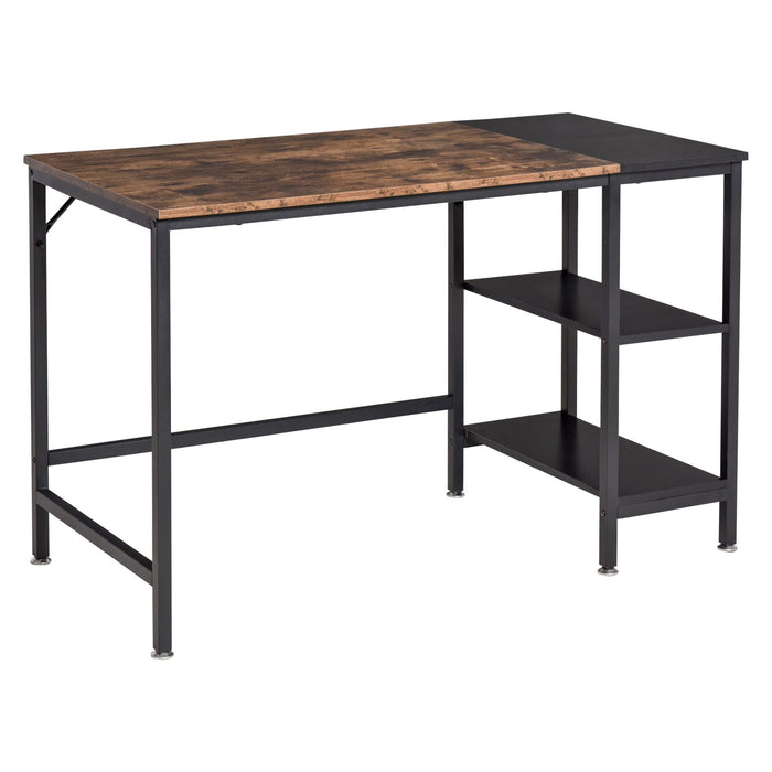 HOMCOM Computer Desk Rustic Brown, Black 600 x 760 mm