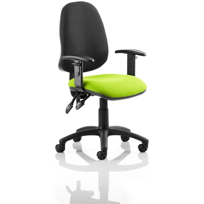 Dynamic Tilt & Lock Task Operator Chair Height Adjustable Arms Eclipse Plus II Black Back, Senna Yellow Seat Without Headrest High Back