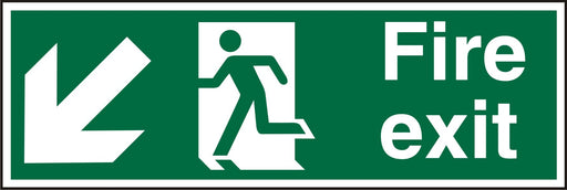 Fire Exit Sign Man Running with Down Left Arrow Acrylic 10 x 30 cm