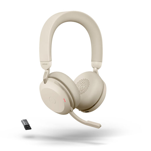 Jabra Evolve2 75 - Headset - on-ear - Bluetooth - wireless - active noise cancelling - USB-A - noise isolating - beige - Optimised for UC