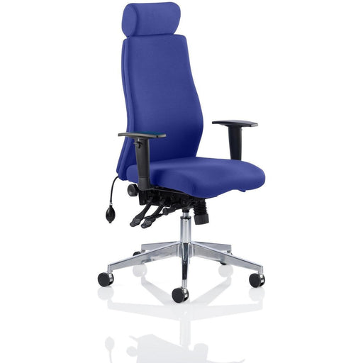 Dynamic Independent Seat & Back Posture Chair Height Adjustable Arms Onyx Stevia Blue Seat With Headrest High Back