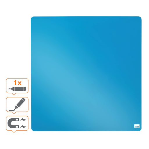 Nobo Mini Wall Mountable Magnetic Whiteboard Tile 1903873 Lacquered Steel Frameless 360 mm x 360 mm Blue