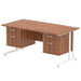 Dynamic Rectangular Office Desk Walnut MFC Cantilever Leg White Frame Impulse 2 x 2 Drawer Fixed Ped 1600 x 800 x 730mm