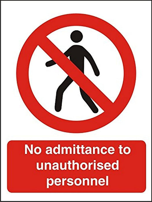 Prohibition Sign No Admittance Plastic 30 x 20 cm