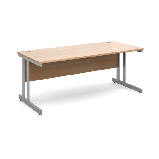 Dams International Rectangular Straight Desk with Beech Coloured MFC Top and Silver Frame Cantilever Legs Momento 1800 x 800 x 725 mm