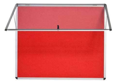 Bi-Office Enclore Fire Retardant Lockable Notice Board Non Magnetic 8 x A4 Wall Mounted 92.4 (W) x 65.3 (H) cm Red