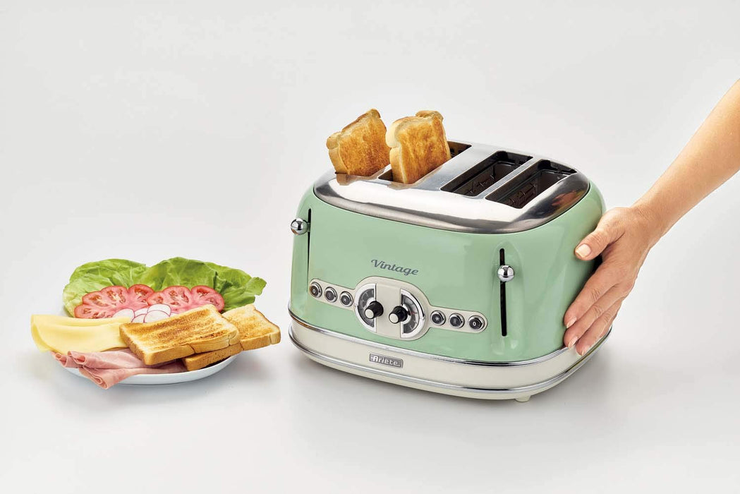 Ariete Toaster 4 Slices Stainless Steel Vintage 1600W Green