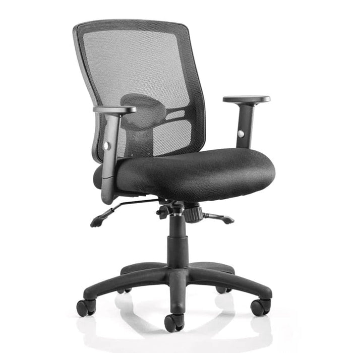 Dynamic Basic Tilt Task Operator Chair Height Adjustable Arms Portland II Black Back, Senna Yellow Seat Without Headrest Medium Back