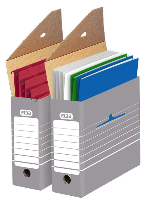 ELBA Tric Archive Box 100552039 A4 Grey 9.5 (W) x 26.5 (D) x 34 (H) cm cardboard Pack of 50