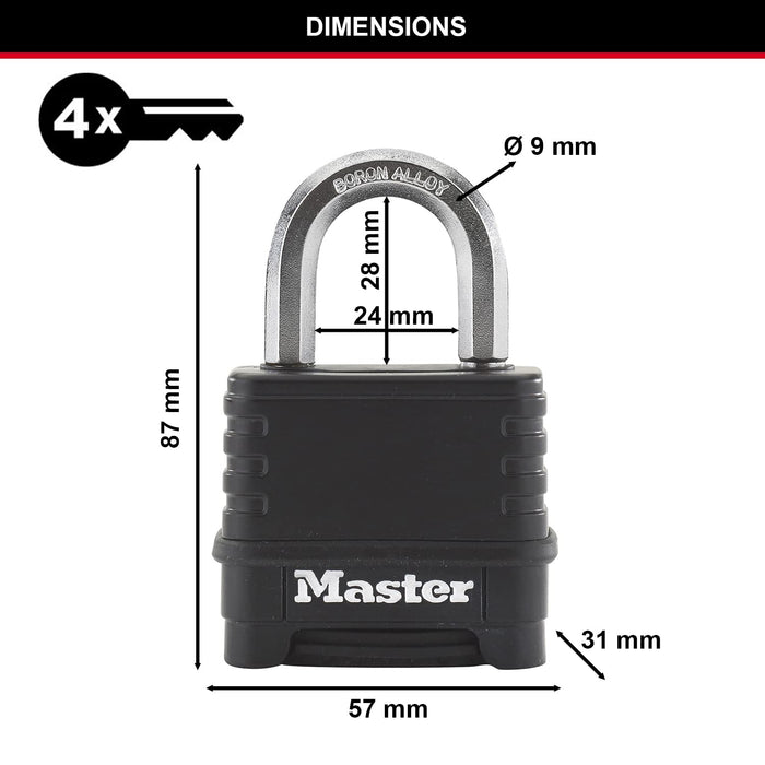 MASTERLOCK Combination Padlock M178EURD Boron Carbide