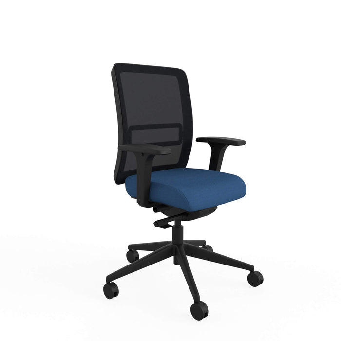 Ergonomic Home Office Posture Chair with Slim-Line Mesh Backrest Height Adjustable Fabric Blue 2D Arms