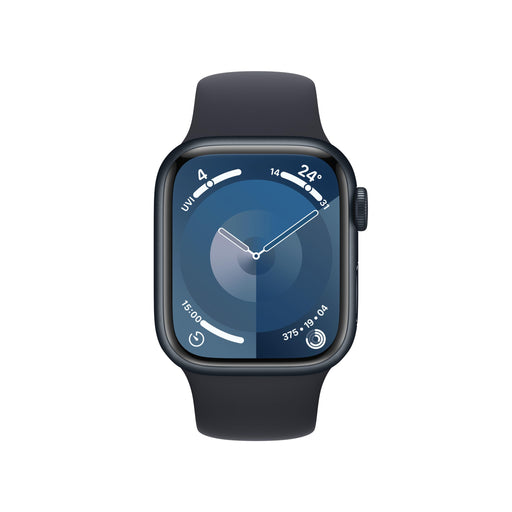 Apple Watch Series 9 (GPS + Cellular) - 41 mm - midnight aluminium - smart watch with sport band - fluoroelastomer - midnight - band size: M/L - 64 GB - Wi-Fi, LTE, UWB, Bluetooth - 4G - 32.1 g