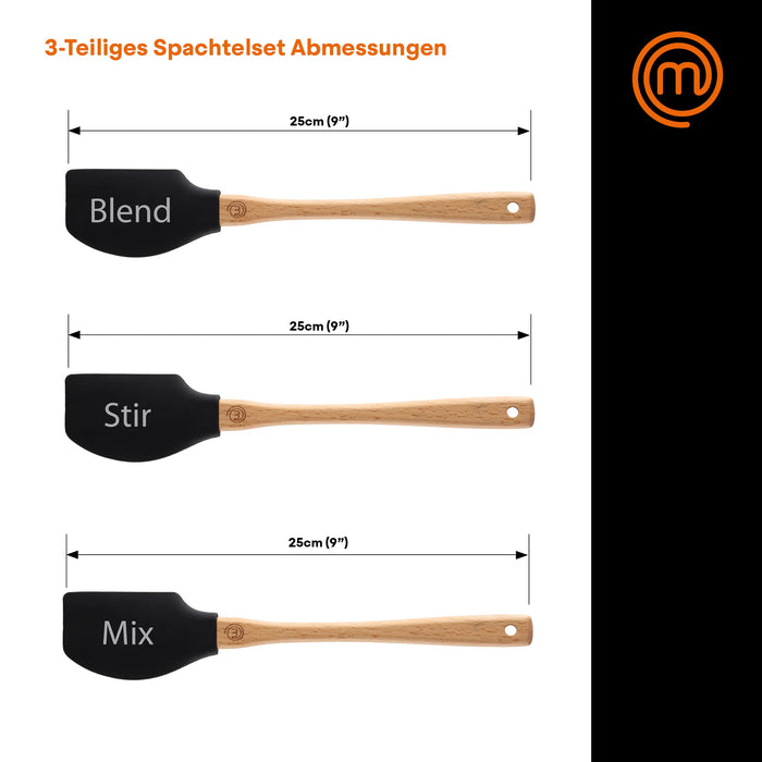 MasterChef Spatula Set Silicone, Wood Black, Light Brown, White 25 cm