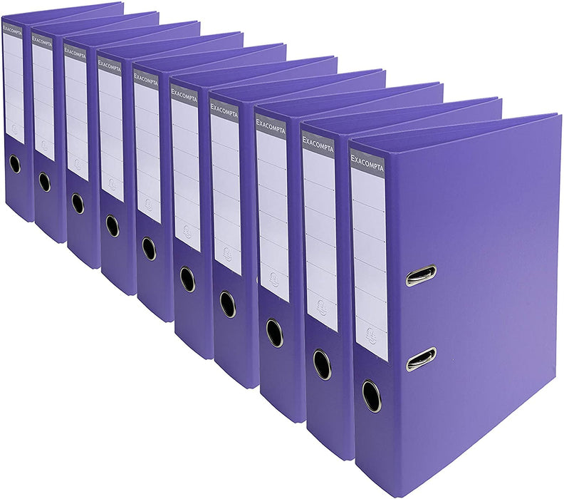 Exacompta PremTouch Lever Arch File A4 70 mm Purple 2 ring 53757E Cardboard, PVC (Polyvinyl Chloride) Portrait Pack of 10