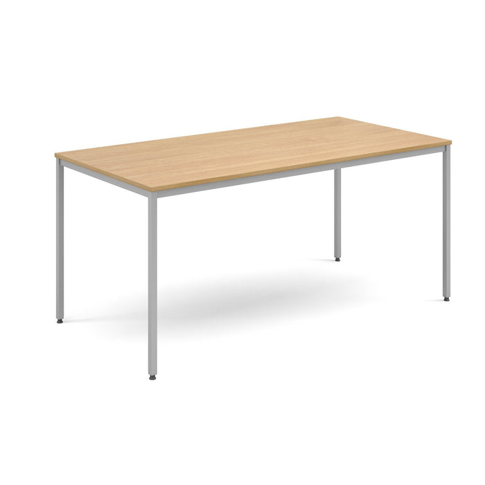 Dams International Rectangular Meeting Room Table with Oak Coloured MFC Top and Silver Frame Flexi 1,600 x 800 x 725 mm