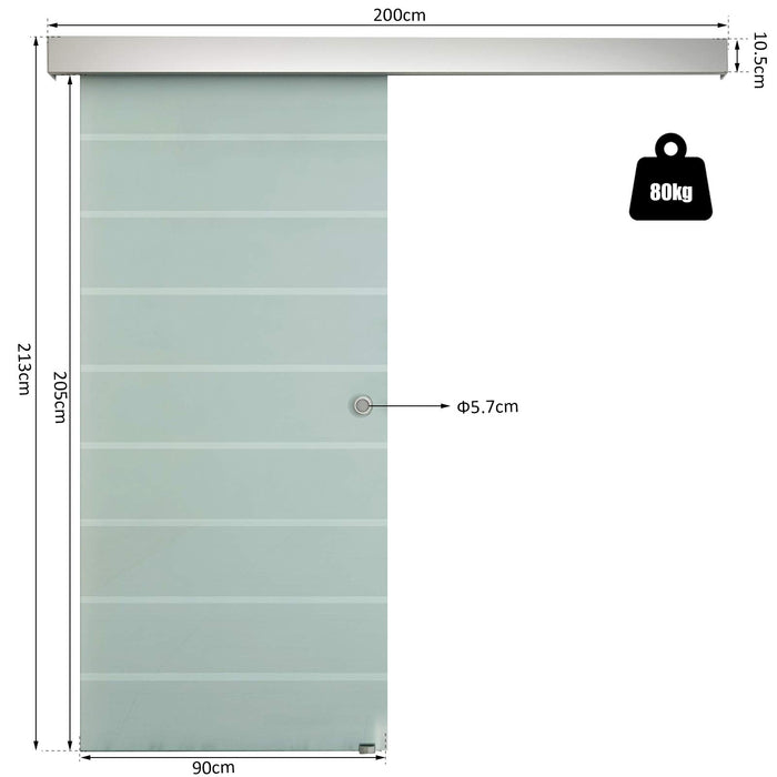 HOMCOM Sliding Door Transparent 80 x 205 mm