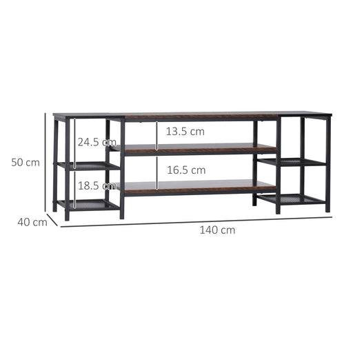 HOMCOM TV Stand Particle Board,Steel Black 140 x 40 x 50 cm