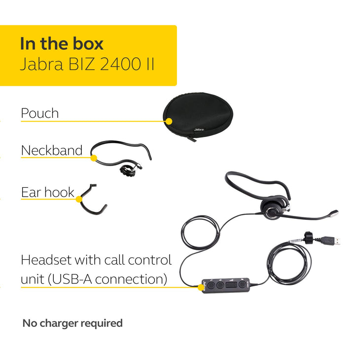 Jabra BIZ 2400 II USB Mono CC - Headset - on-ear - convertible - wired - USB