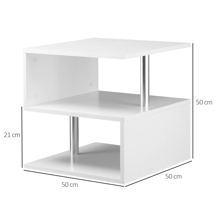 Homcom Coffee Table Organizer with 2 Drawers White 500 x 500 x 500 mm